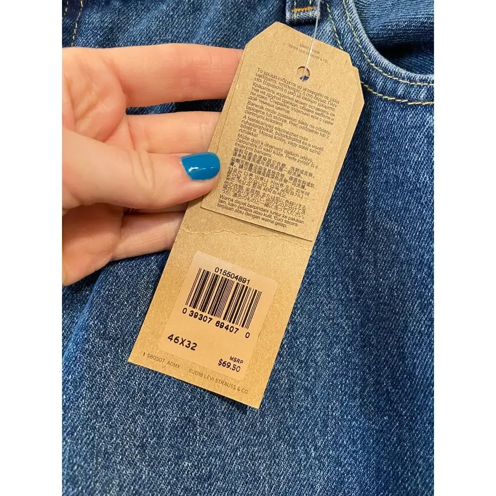 Levis 550 Jeans Mens 46x32 Blue Relaxed Fit Tapered Leg Big Tall 100% Cotton NEW